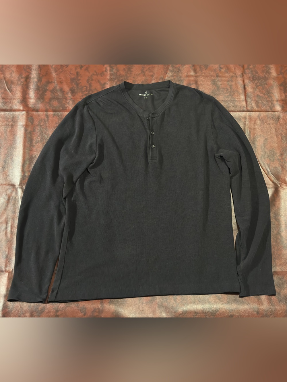 Denver Hayes Black Long-Sleeve Henley Shirt